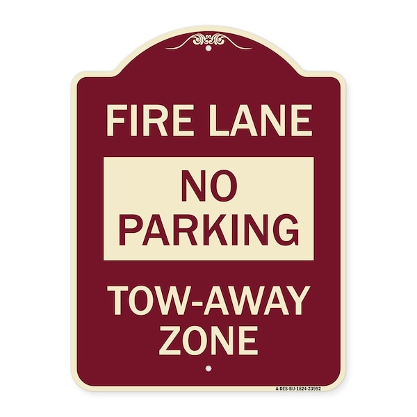 Signmission Fire Lane No Parking Tow-Away Zone Heavy-Gauge Aluminum Architectural Sign, 24" x 18", BU-1824-23992 A-DES-BU-1824-23992 - main